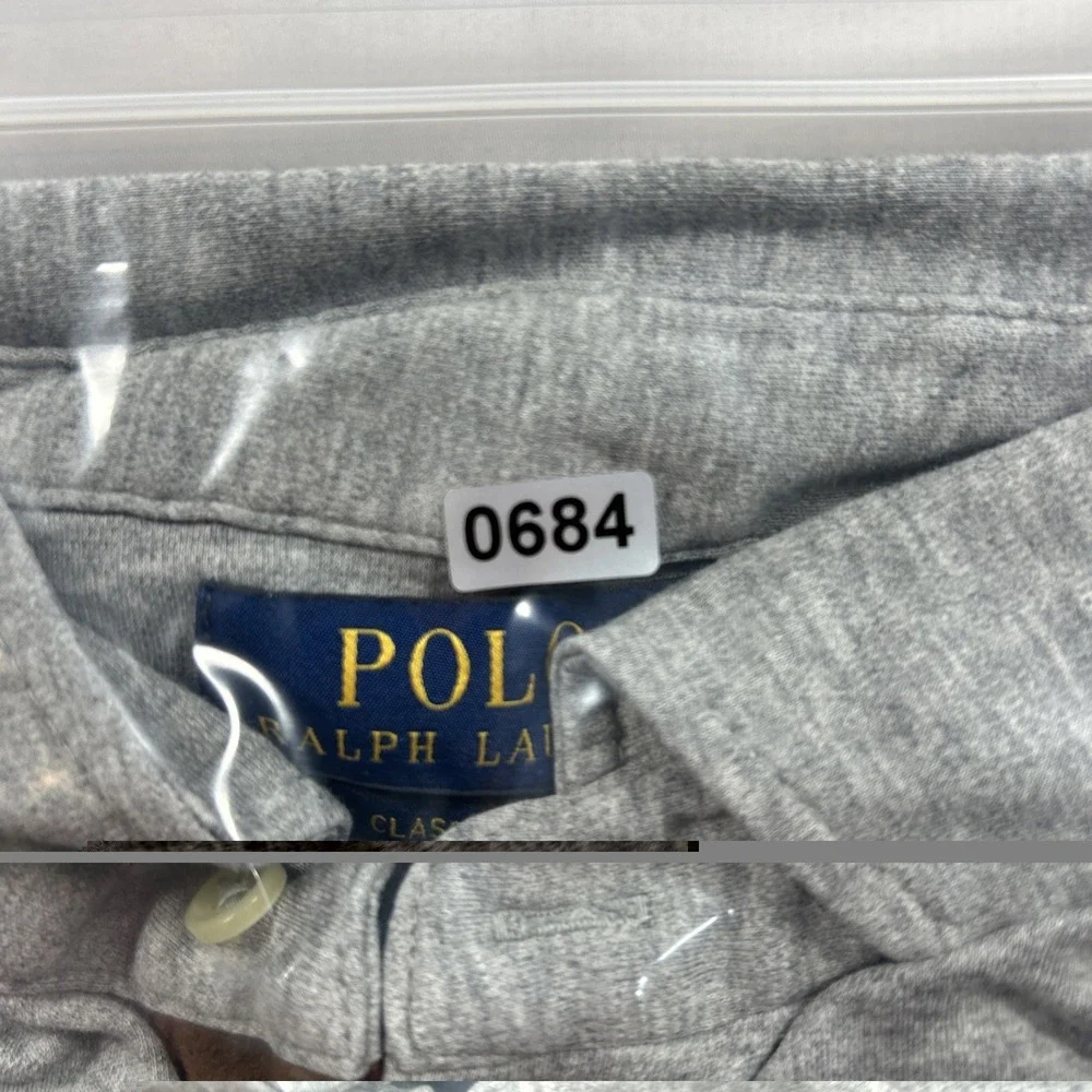 Polo Ralph Lauren Polo Shirt Mens Large Gray Long Sleeve Classic Fit Pony Logo